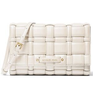 Michael Kors Ivy Woven Clutch Crossbody Ivory